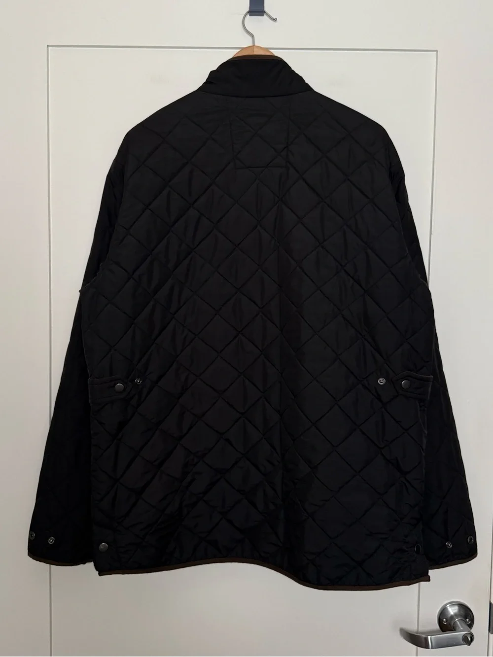 Peter Millar Quilted Jacket Coat Mens Sz XL Black Brown Fleece Lined Full Zip